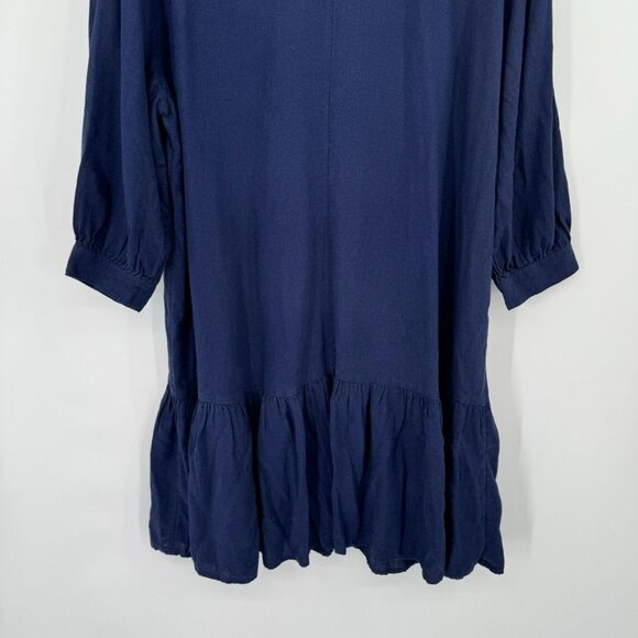 Nordstrom Rack Womens Navy Blue mini Dress tunic Size L large linen V Neck - Picture 3 of 9
